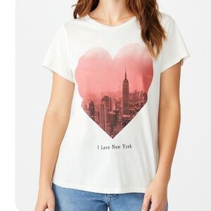 Wild Fox pale pink I Love New York graphic T-shirt SZ M